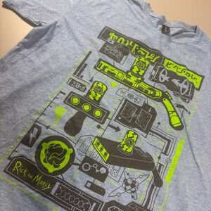 Loot Crate Rick and‎ Morty Blueprint Graphic T-Shirt Adult Large Blue